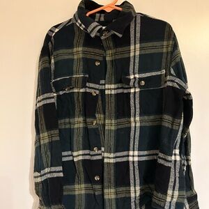 Old Navy Green and Black Plaid Shirt